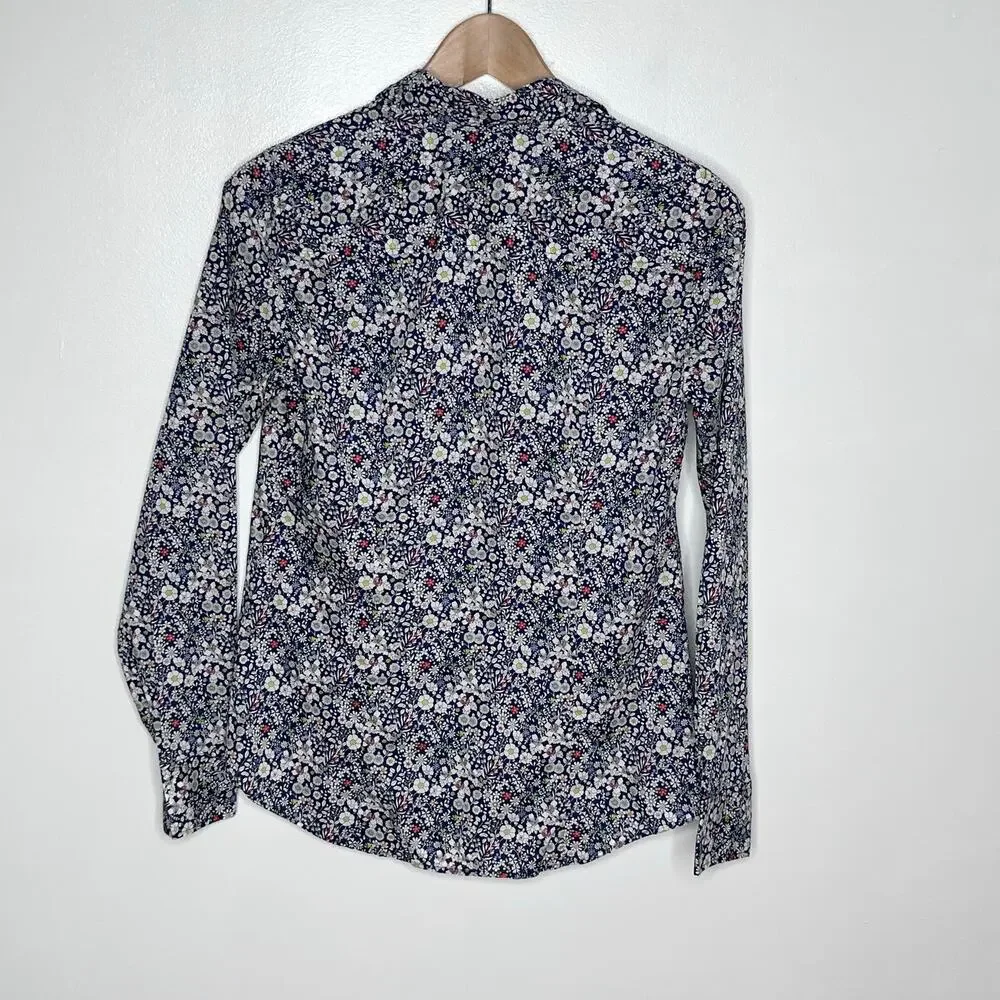 J.Crew Liberty Art Fabrics Floral Button Shirt Blouse Cotton Size 2 Women’s